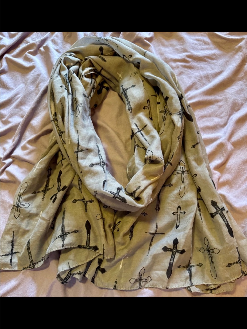 Bershka Accessoriesgrey and Cross print scarf, grey and black, women's accessory